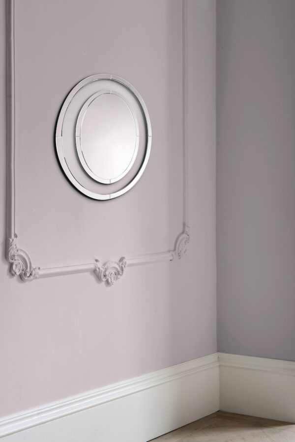 Laura Ashley Evie Small Round Mirror Clear Frame 60cm - Image 3