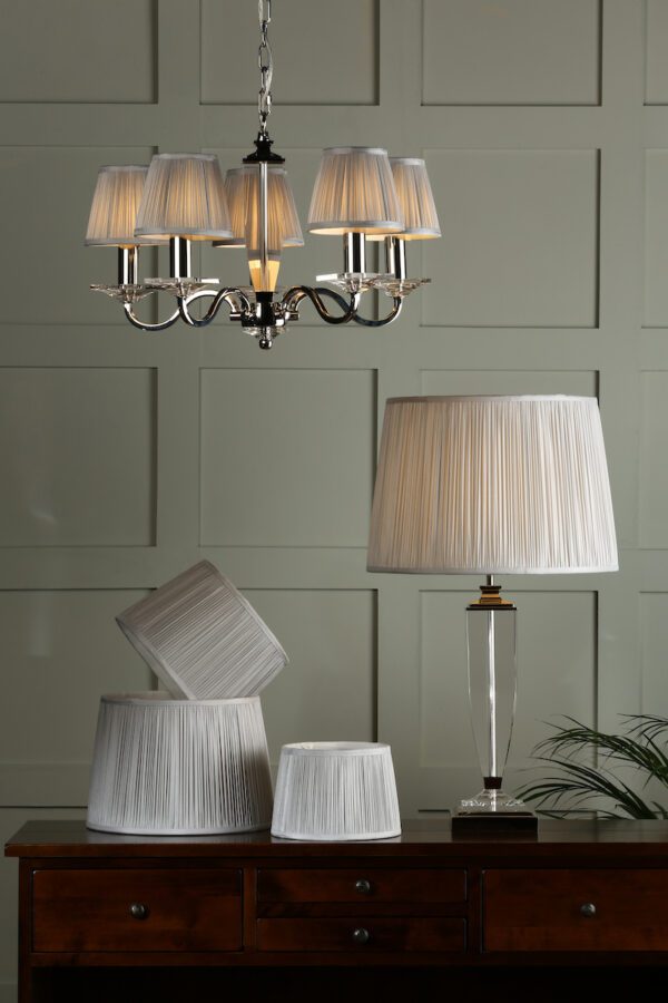 Laura Ashley Hemsley Pleated Silk Empire Drum Shade Silver 20cm/8 inch