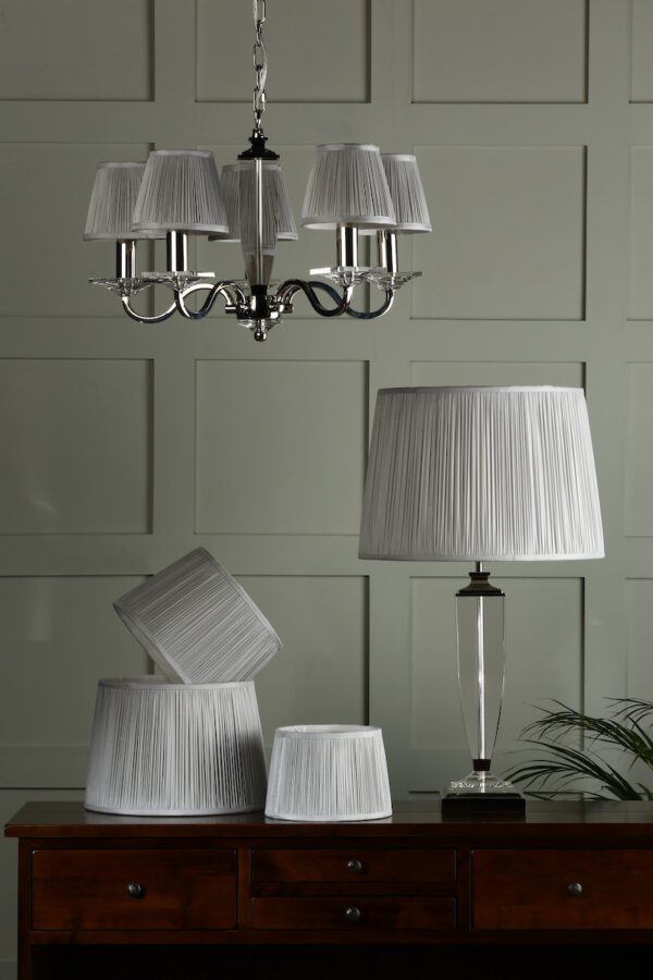 Laura Ashley Hemsley Pleated Silk Empire Drum Shade Silver 20cm/8 inch - Image 3