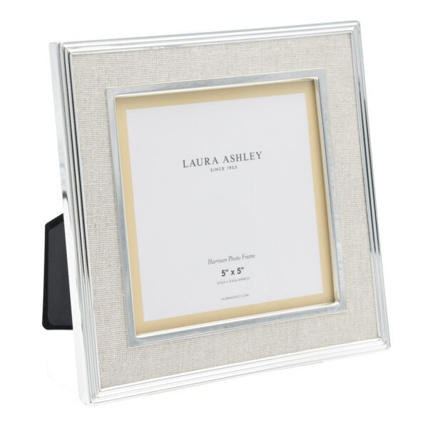 Laura Ashley Harrison Photo Frame Polished Silver Linen 5x5"