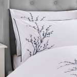 Set of 2 Laura Ashley Pussy Willow Sprig Embroidered Pillowcases