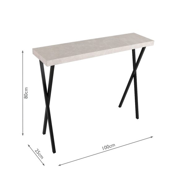 Data Console Table Light Grey Marble Effect - Image 3