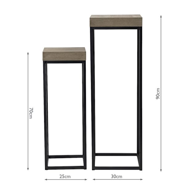 Fabio Nest of 2 Plant Stand Oak Style Effect - Image 7