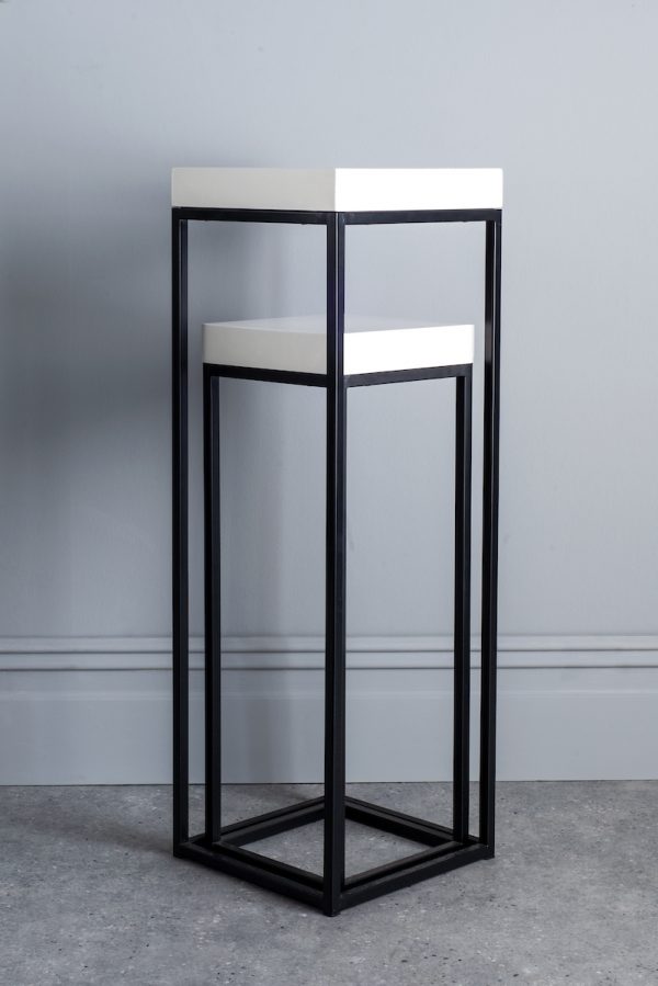 Fabio Nest of 2 Plant Stands White Gloss Top - Image 5