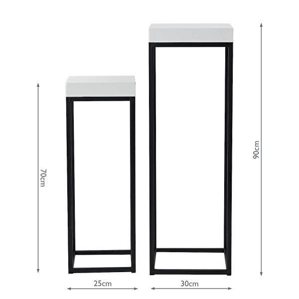 Fabio Nest of 2 Plant Stands White Gloss Top - Image 6