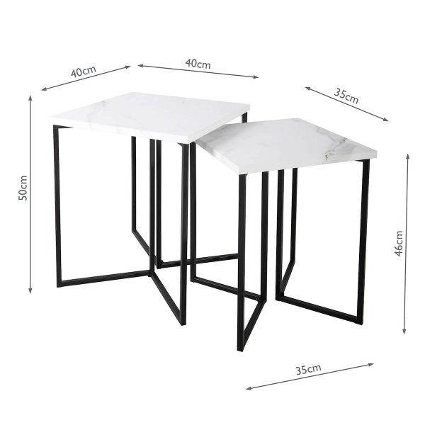 Fotini Nested Side Table White Marble Effect - Image 4