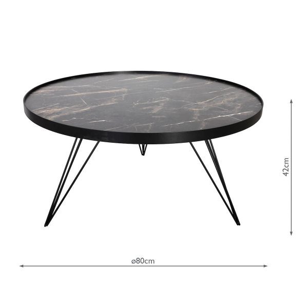 Rauma Round Coffee Table Dark Grey Stone Effect - Image 4