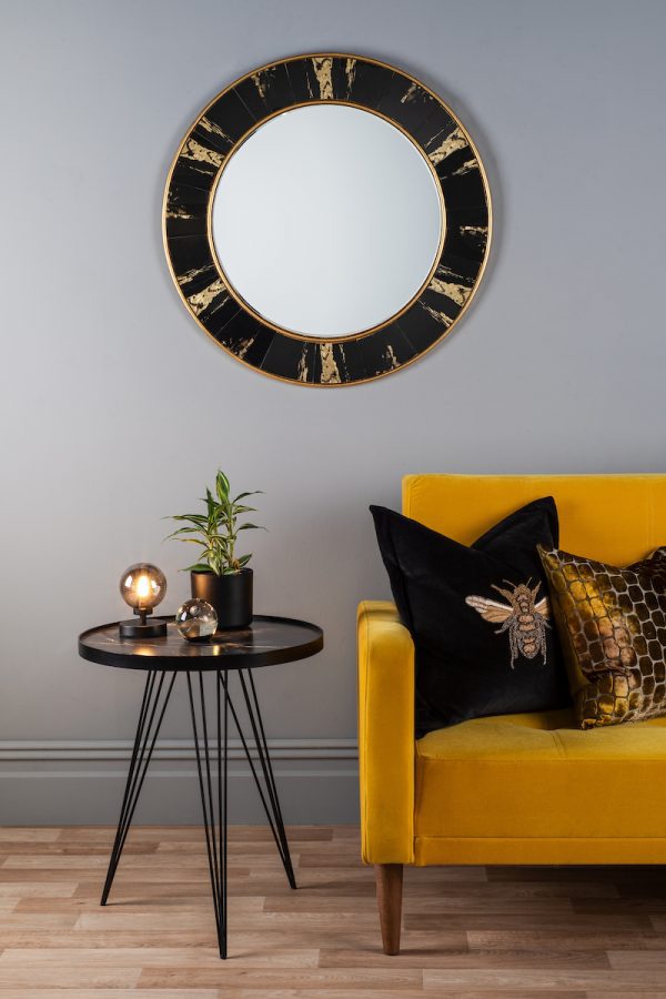 Rauma Round Side Table Dark Grey Stone Effect - Image 3
