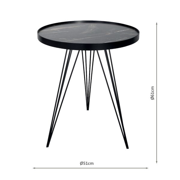 Rauma Round Side Table Dark Grey Stone Effect - Image 6