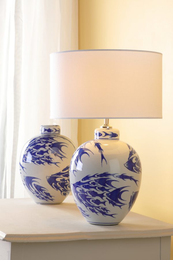 Simone Ceramic Blue & White Fish Pattern Jar With Lid - Image 5