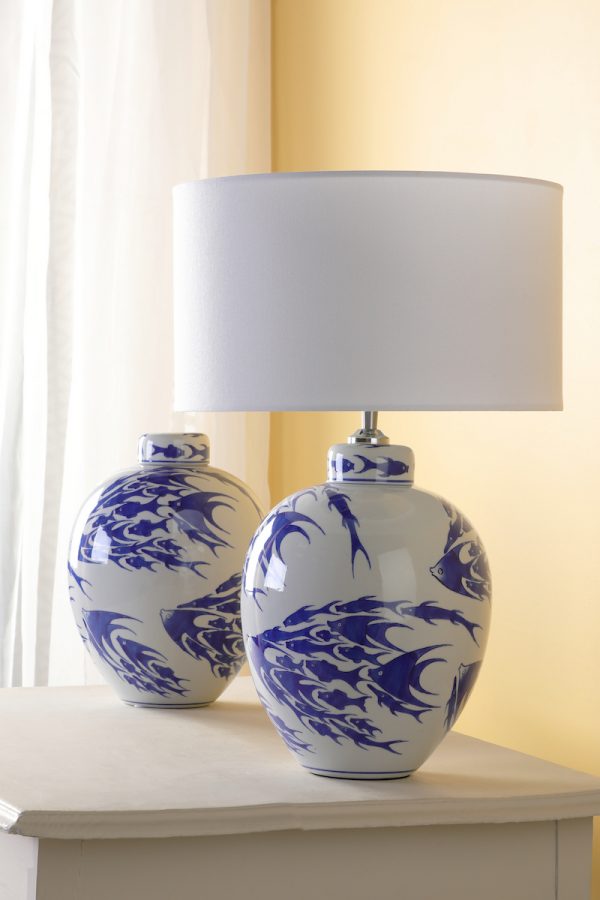 Simone Ceramic Blue & White Fish Pattern Jar With Lid - Image 6