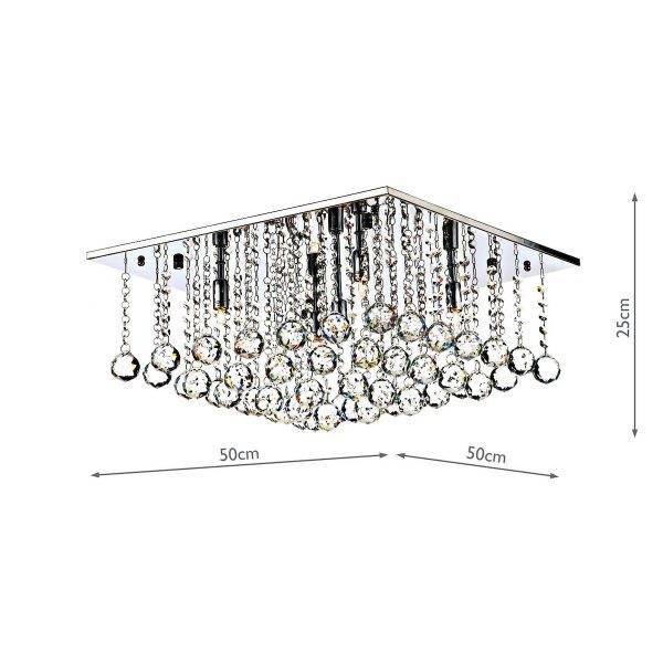 Abacus 5 Light Flush Polished Chrome Crystal - Image 5