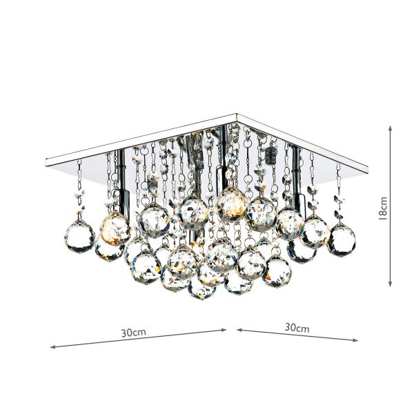 Abacus 4 Light Flush Polished Chrome Crystal - Image 5