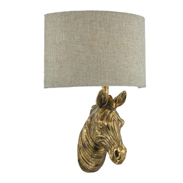 Abby Zebra Wall Light Gold with Natural Linen Shade - Image 2