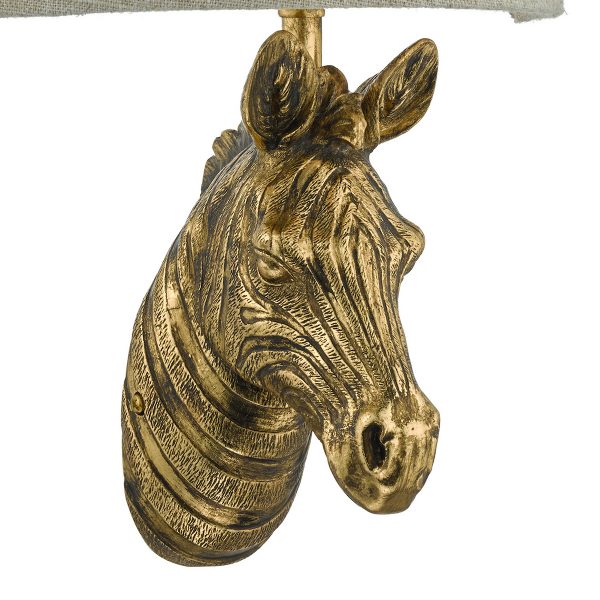 Abby Zebra Wall Light Gold with Natural Linen Shade - Image 3