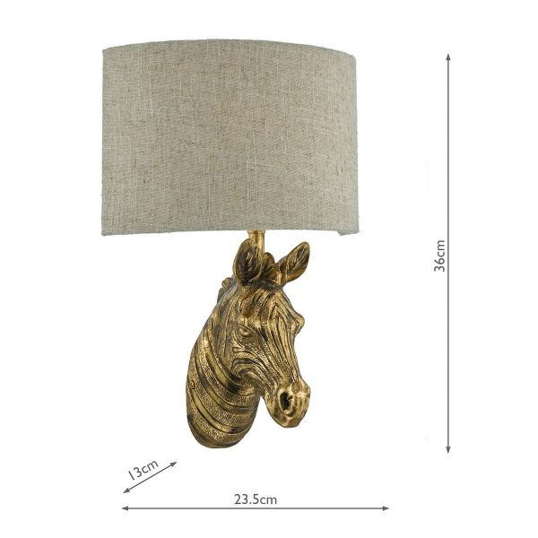 Abby Zebra Wall Light Gold with Natural Linen Shade - Image 5