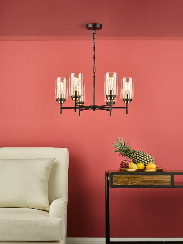 Abel 6 Light Pendant Satin Black Glass - Image 4