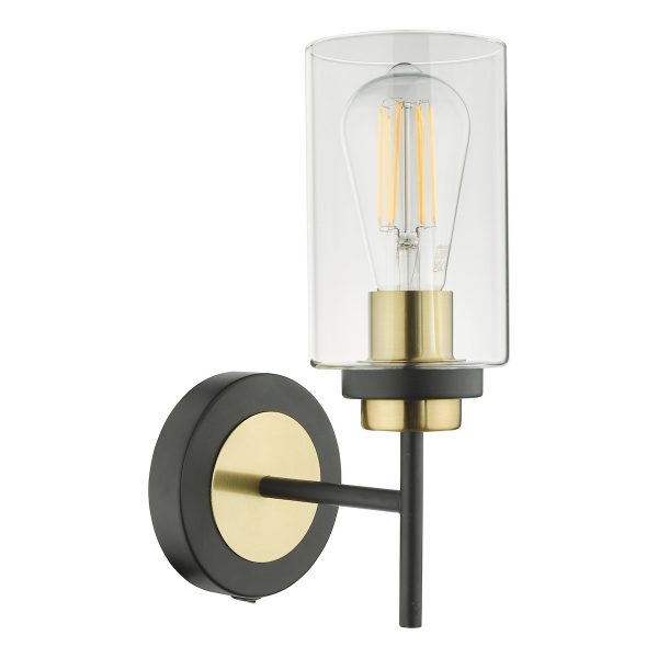 Abel Wall Light Satin Black & Gold with Glass Shades - Image 2