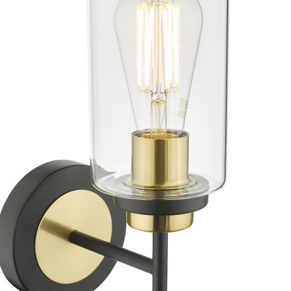 Abel Wall Light Satin Black & Gold with Glass Shades - Image 3