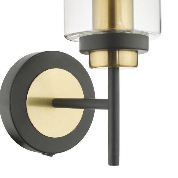 Abel Wall Light Satin Black & Gold with Glass Shades - Image 4