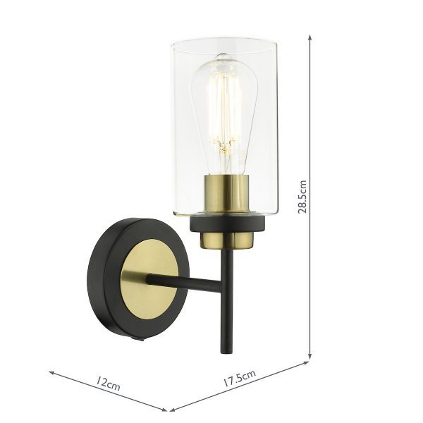 Abel Wall Light Satin Black & Gold with Glass Shades - Image 6