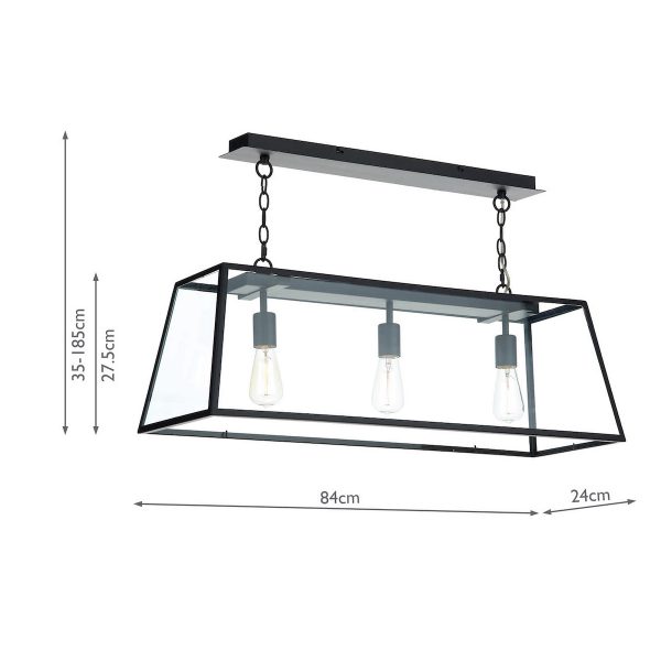 Academy 3 Light Pendant Black - Image 5