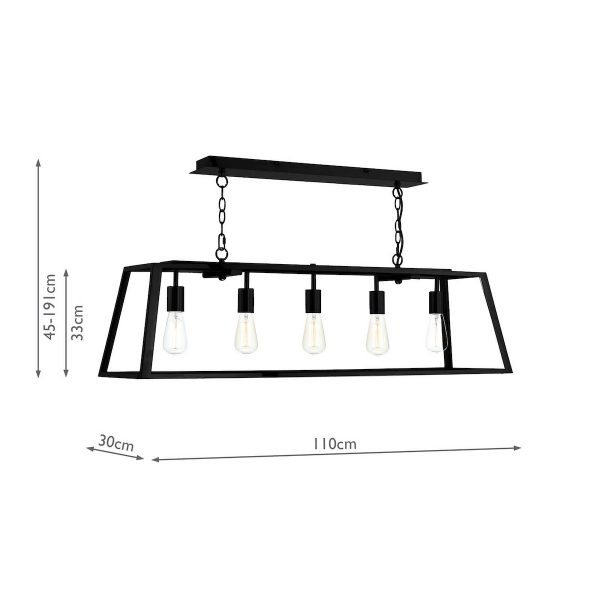 Academy 5 Light Pendant Black - Image 7