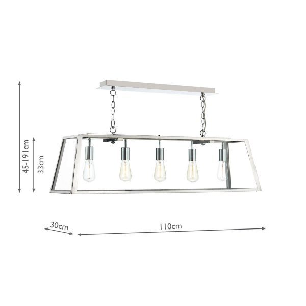 Academy 5 Light Pendant Stainless Steel - Image 3