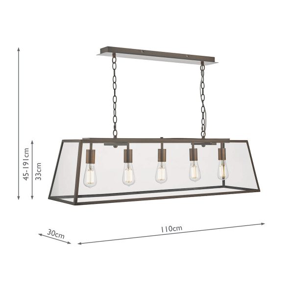 Academy 5 Light Bar Pendant Antique Copper - Image 5