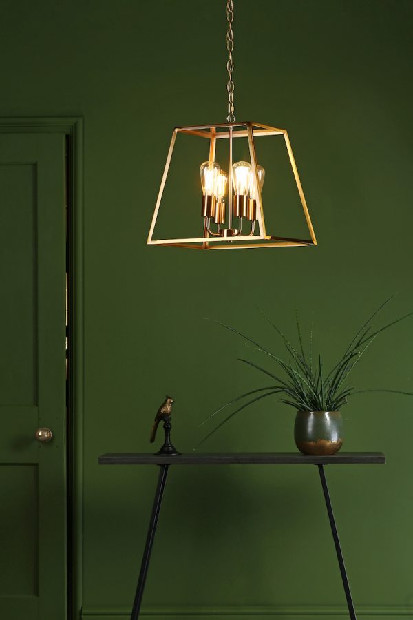 Academy 4 Light Lantern Natural Brass - Image 7