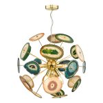 Achates 9 Light Pendant Agate & Gold