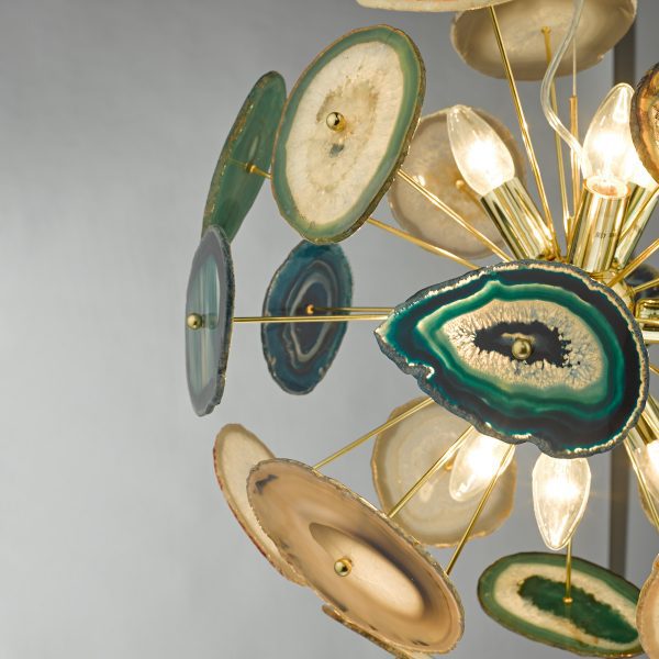 Achates 9 Light Pendant Agate & Gold - Image 2
