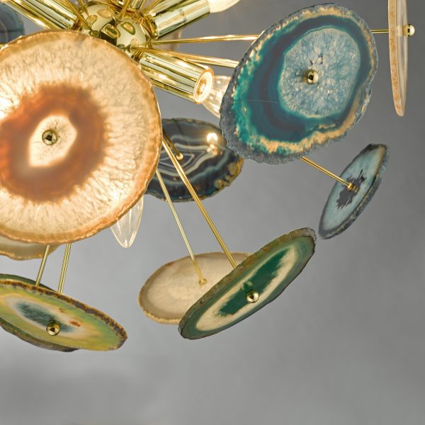 Achates 9 Light Pendant Agate & Gold - Image 3