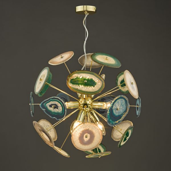 Achates 9 Light Pendant Agate & Gold - Image 4