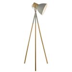 Adna Floor Lamp Grey & Natural Wood