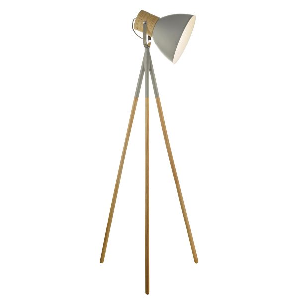 Adna Floor Lamp Grey & Natural Wood
