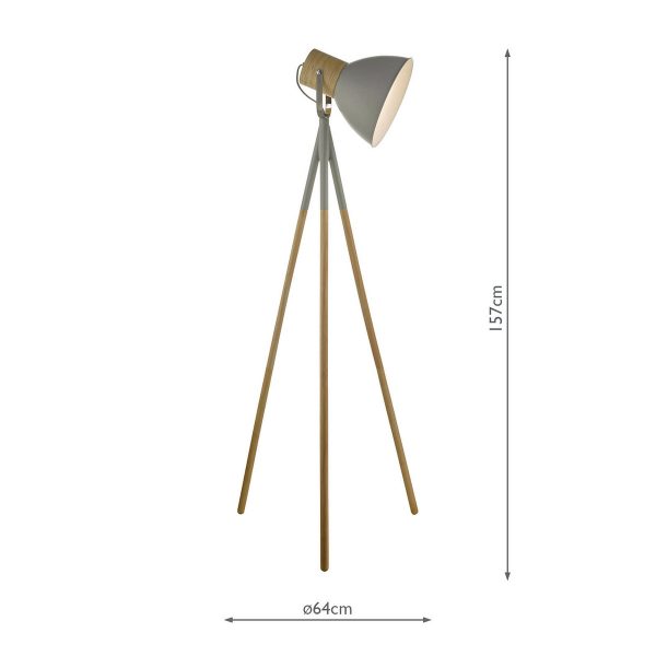 Adna Floor Lamp Grey & Natural Wood - Image 6