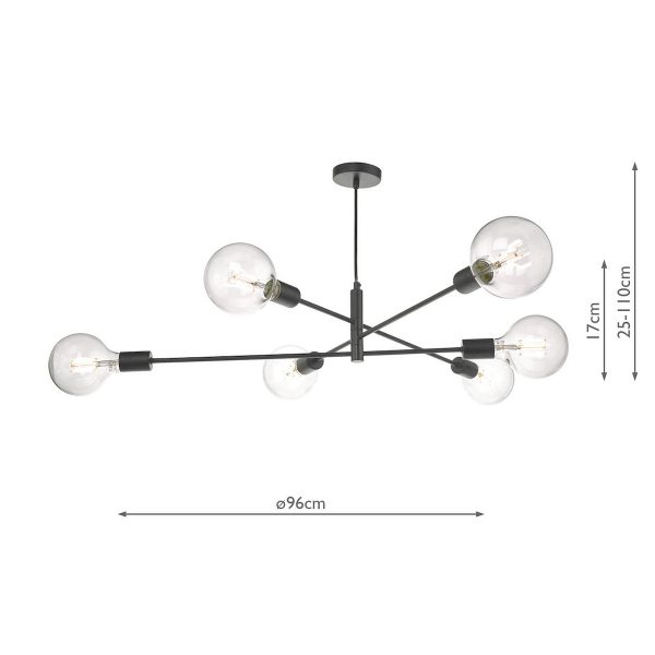 Alana 6 Light Pendant Black - Image 7