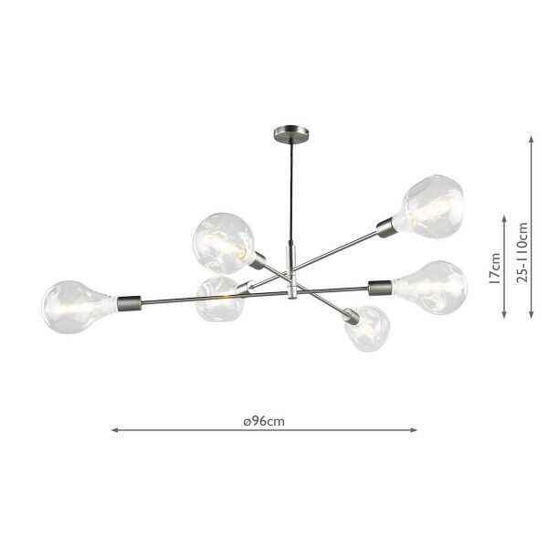 Alana 6 Light Pendant Satin Chrome - Image 5