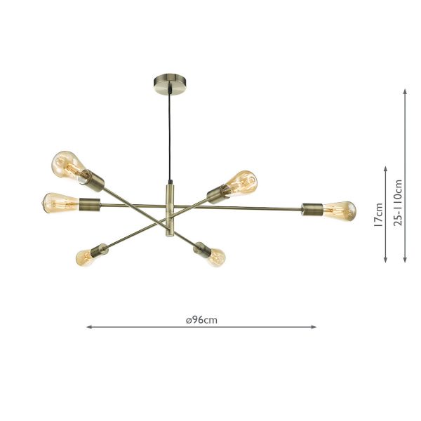 Alana 6 Light Pendant Antique Brass - Image 2