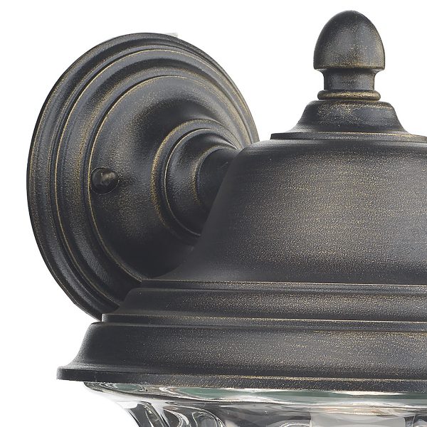 Aldgate Outdoor Wall Light Black/Gold Glass IP44 - Image 2