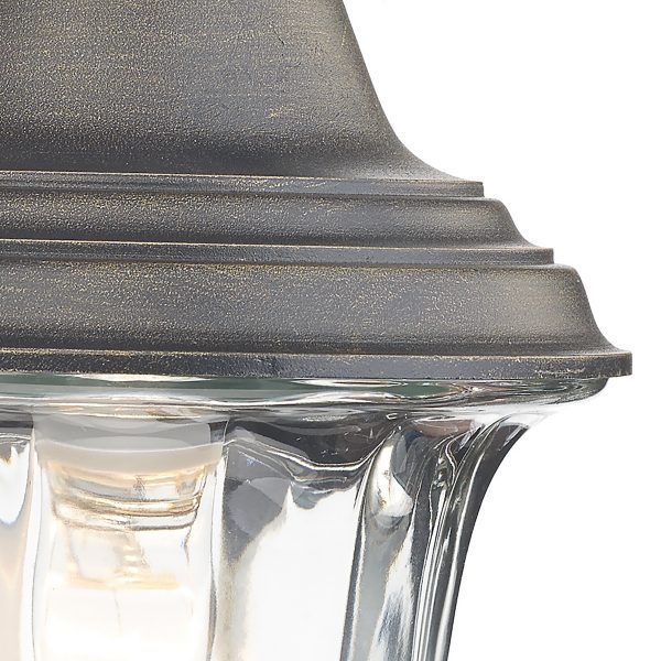 Aldgate Outdoor Wall Light Black/Gold Glass IP44 - Image 4