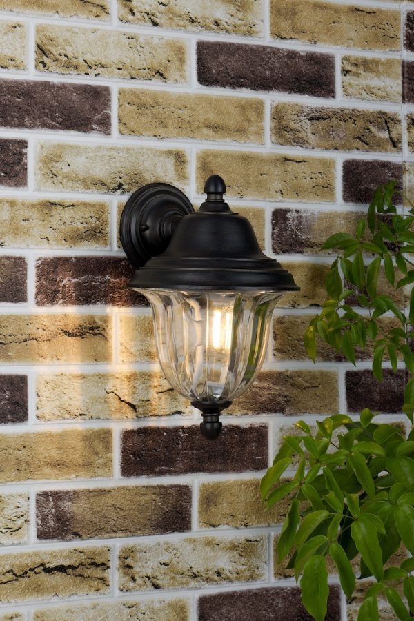 Aldgate Outdoor Wall Light Black/Gold Glass IP44 - Image 5