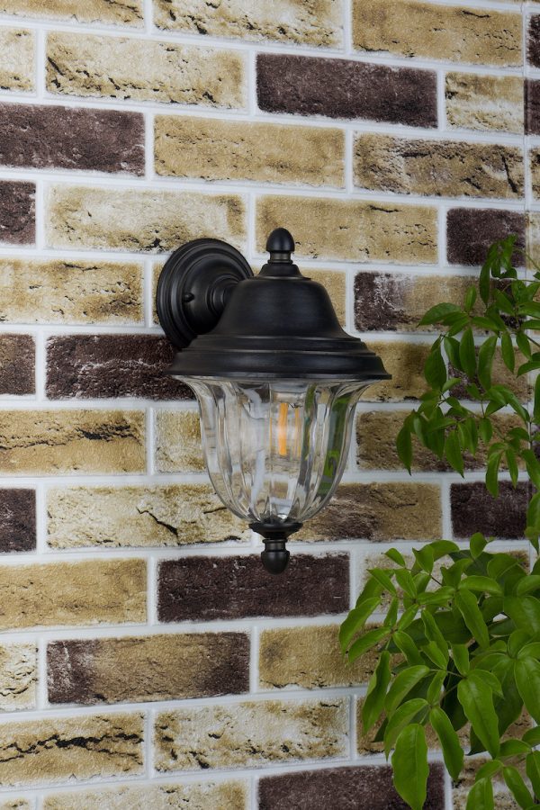 Aldgate Outdoor Wall Light Black/Gold Glass IP44 - Image 6