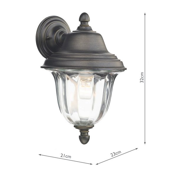 Aldgate Outdoor Wall Light Black/Gold Glass IP44 - Image 7