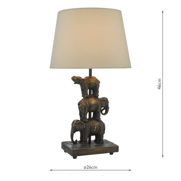 Alina Elephant Table Lamp Antique Bronze With Shade - Image 6