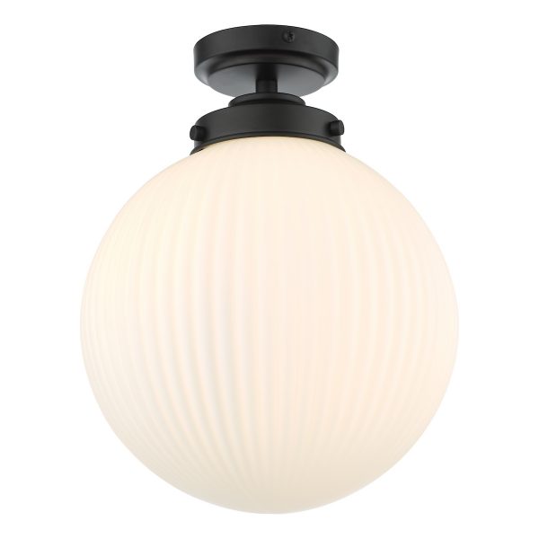Alrik Bathroom Flush Matt Black Opal Glass IP44 - Image 4