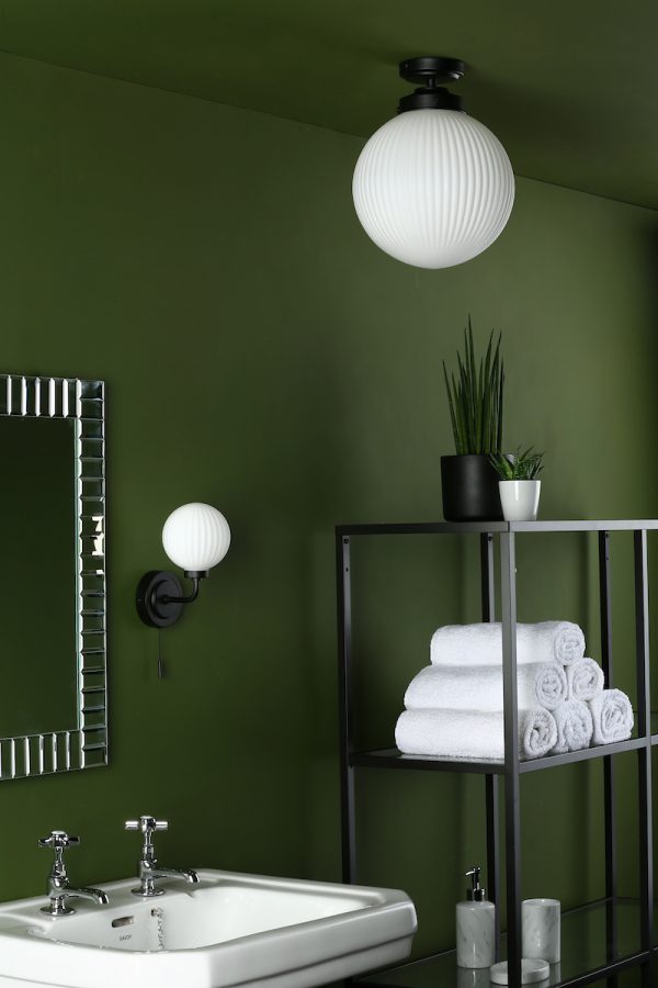 Alrik Bathroom Flush Matt Black Opal Glass IP44 - Image 6