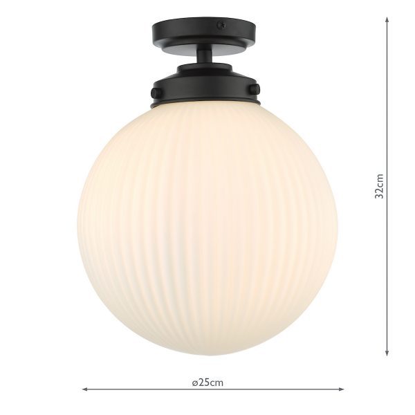 Alrik Bathroom Flush Matt Black Opal Glass IP44 - Image 8