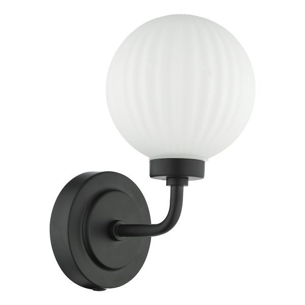Alrik Bathroom Wall Light Matt Black Opal Glass IP44 - Image 2